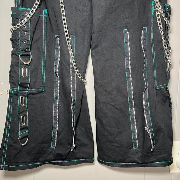 Tripp NYC Black and Green Cargo Pants Baggy with Chains ( Size 3 ) 30" Waist - Picture 8 of 8